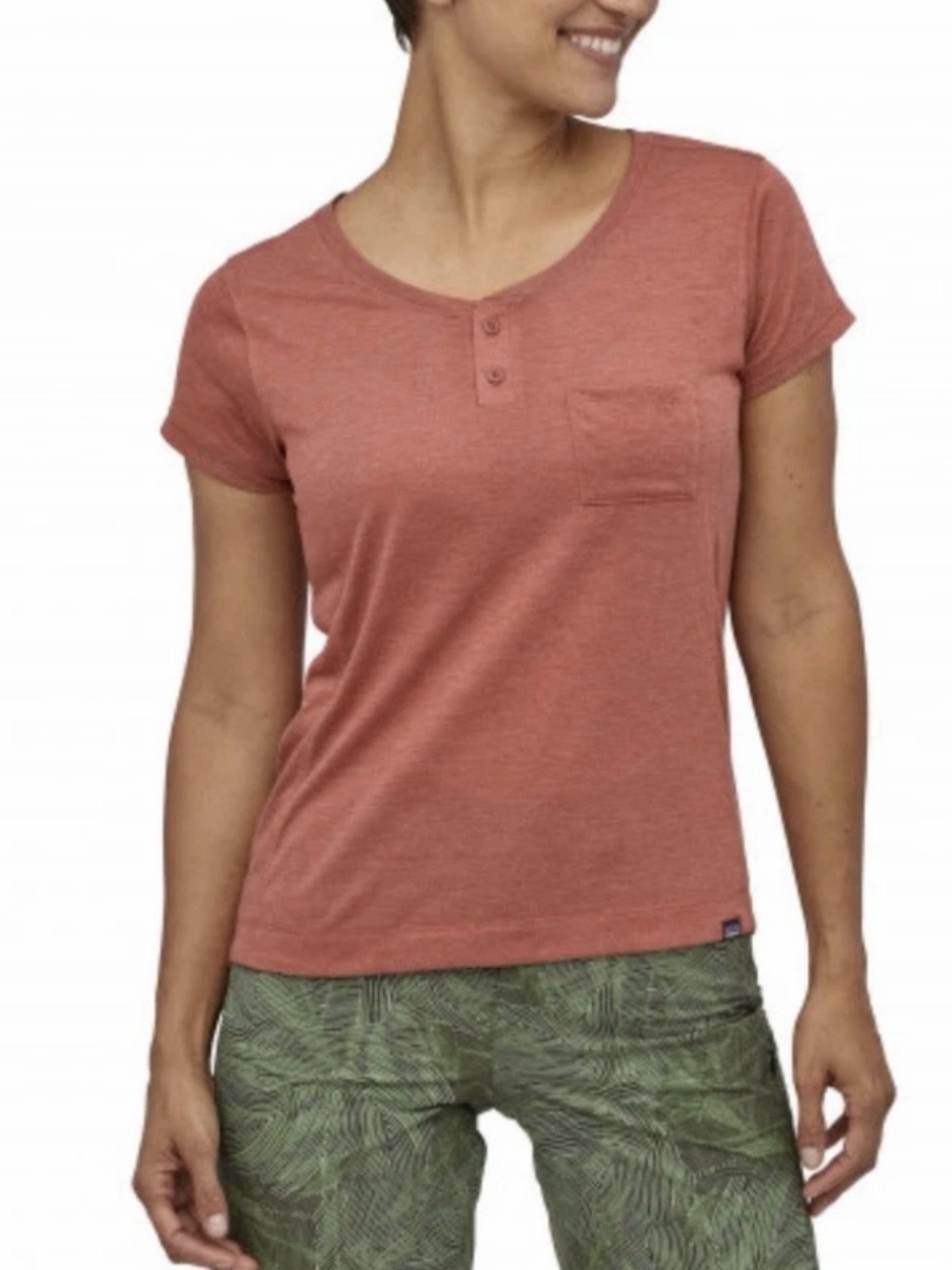 Patagonia Capilene Cool Trail Henley Tshirt Womens Short Sleeve Round Hem Size M